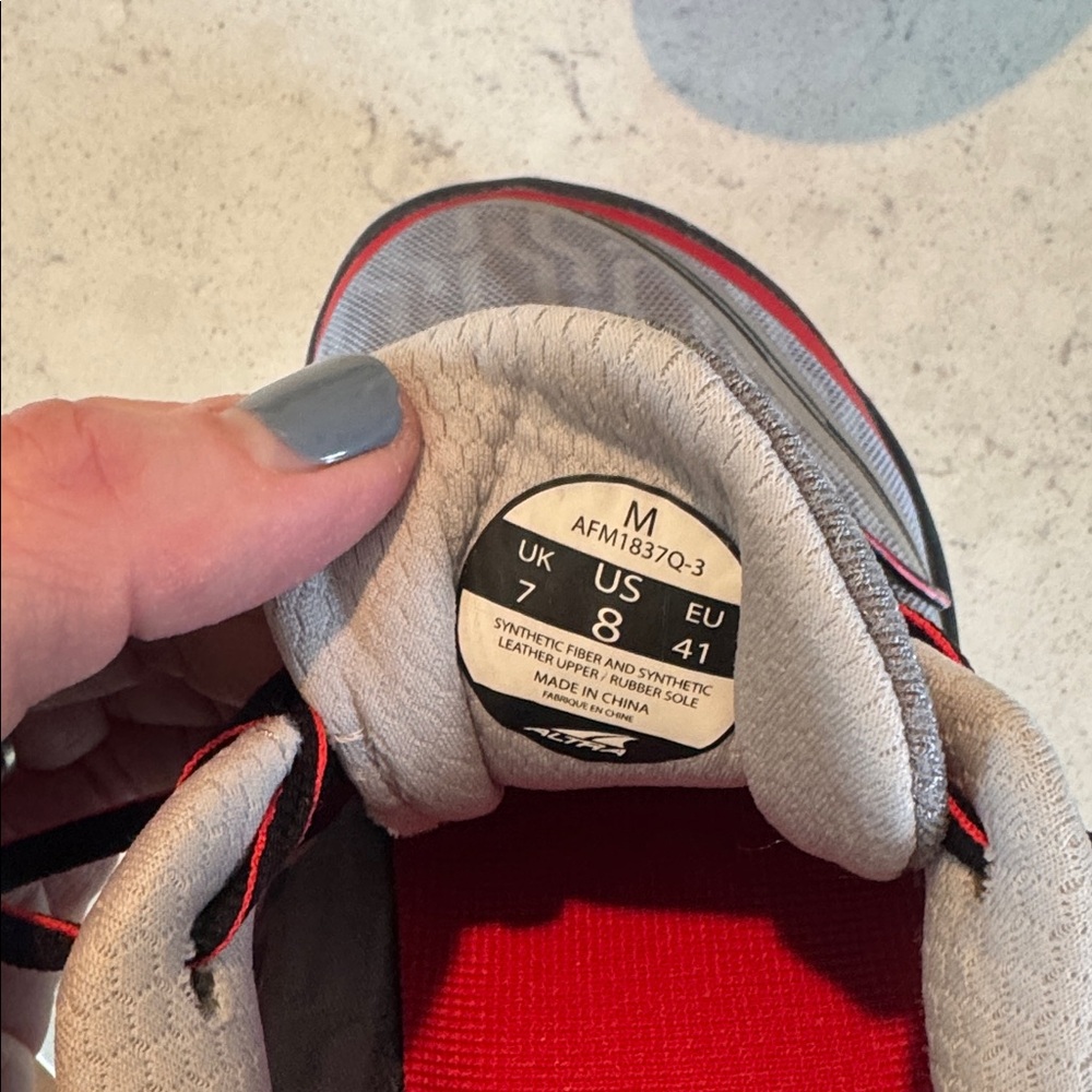 Altra Gray and Red Men's Running Shoes with White Midsole - Picture 4 of 5
